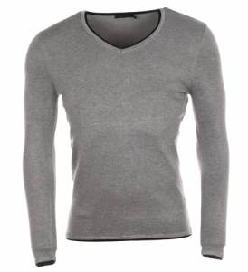 Pull léger gris chiné à col V boutonné Best Mountain 59 €