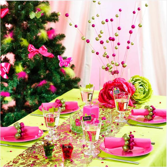 Déco table noel acidulée - decoration de table noel - table noel originale